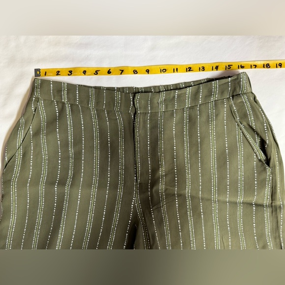 KAARI BLUE Olive green with white stripe wide leg pants size L - Picture 7 of 11
